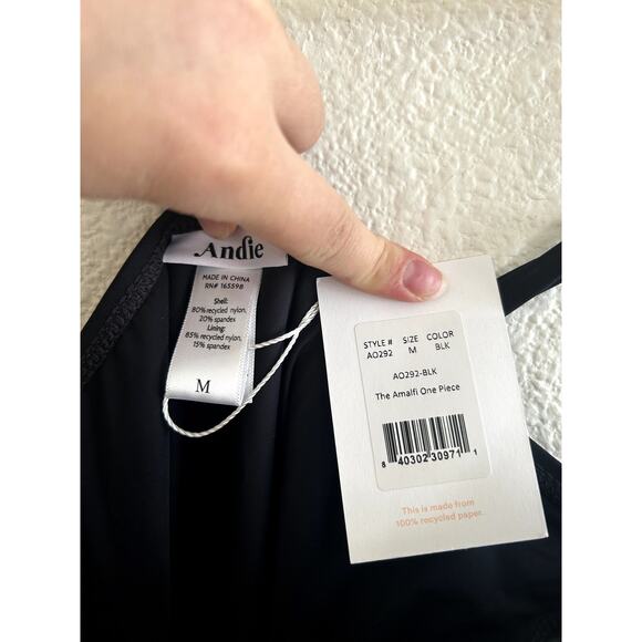 Andie Swim the Amalfi Eco Nylon One Piece in Black M NWT - Picture 7 of 9